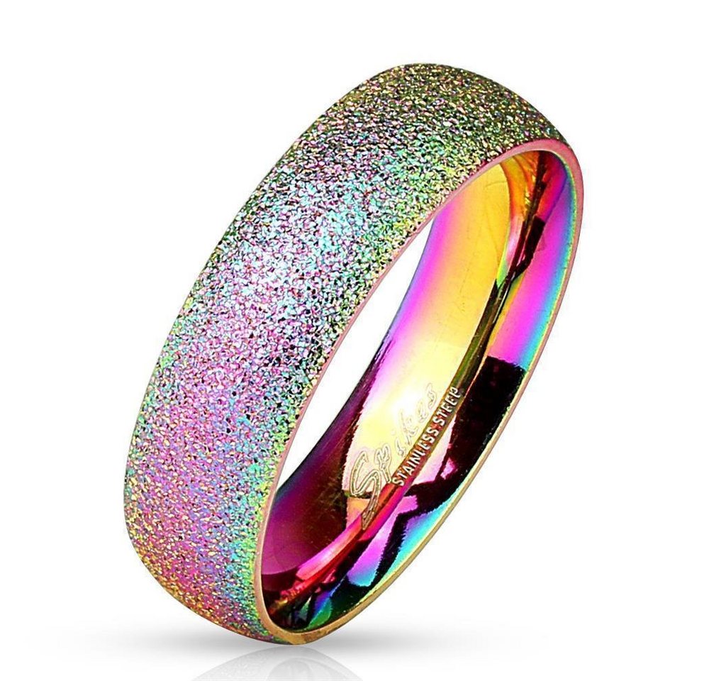 BUNGSA Fingerring Ring Regenbogen sand-gestrahlt Bunt aus Edelstahl Unisex (Ring, 1-tlg), Damen Herren von BUNGSA