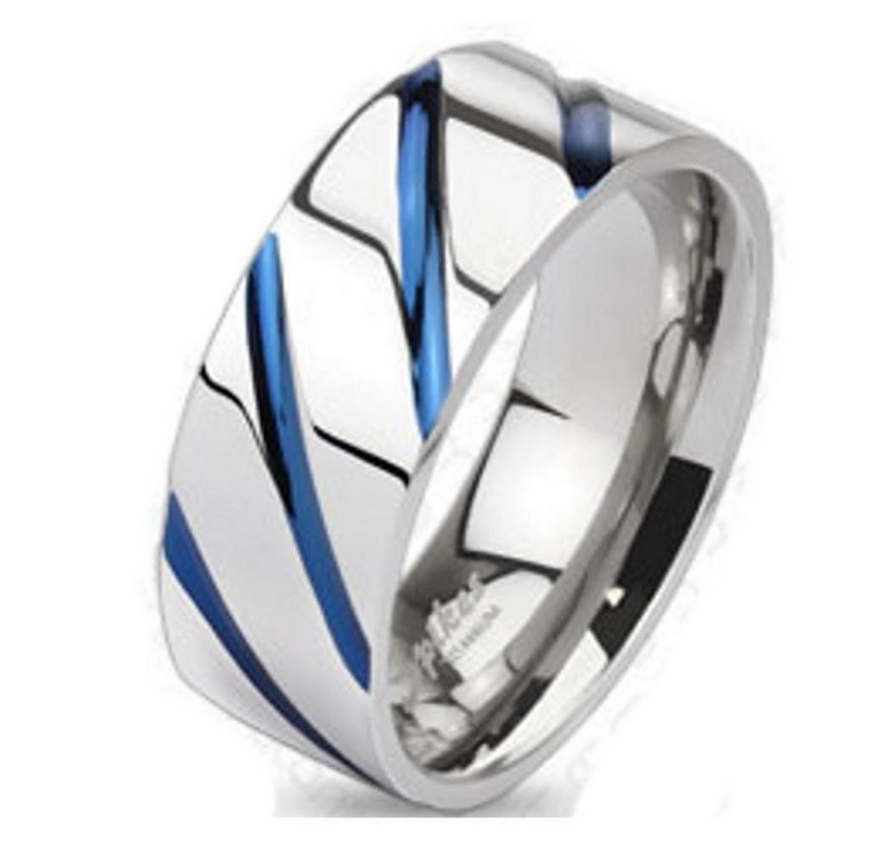 BUNGSA Fingerring Ring Streifen Blau aus Titan Unisex (Ring, 1-tlg), Damen Herren von BUNGSA