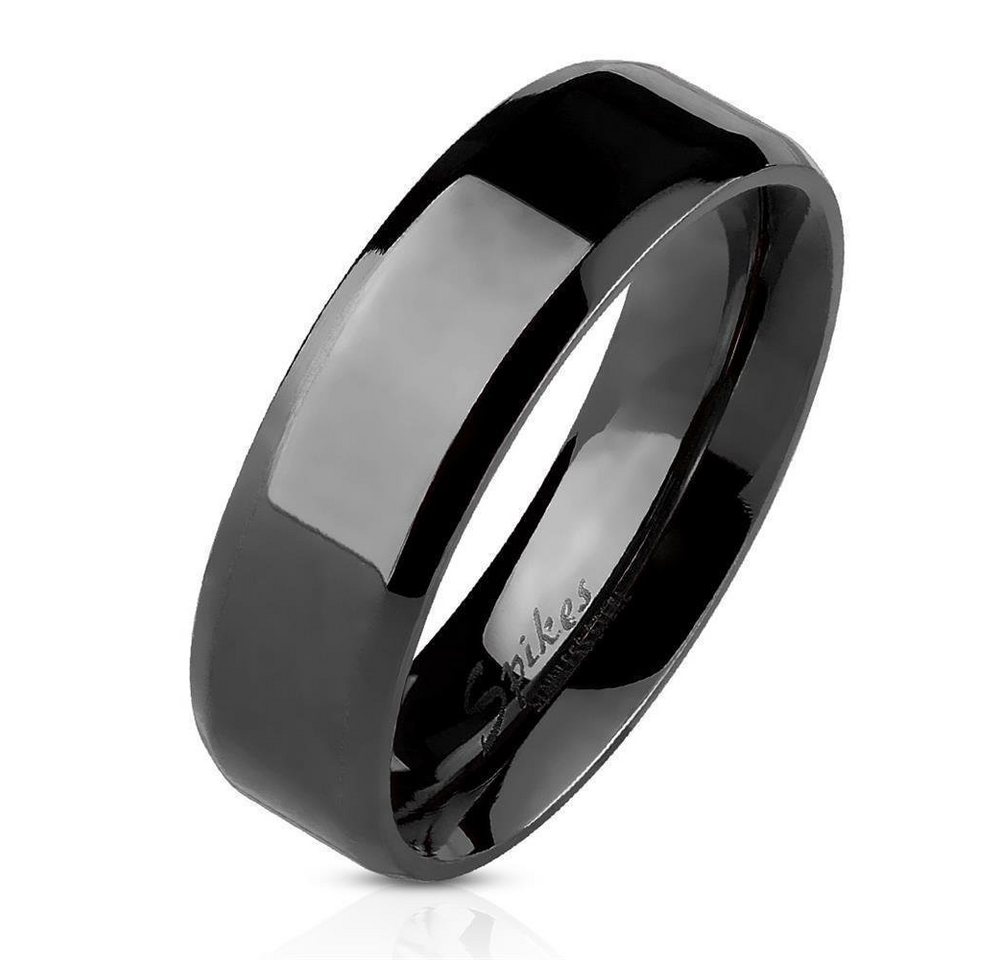 BUNGSA Fingerring Ring abgerundete Kanten Schwarz aus Edelstahl Unisex (Ring, 1-tlg), Damen Herren von BUNGSA