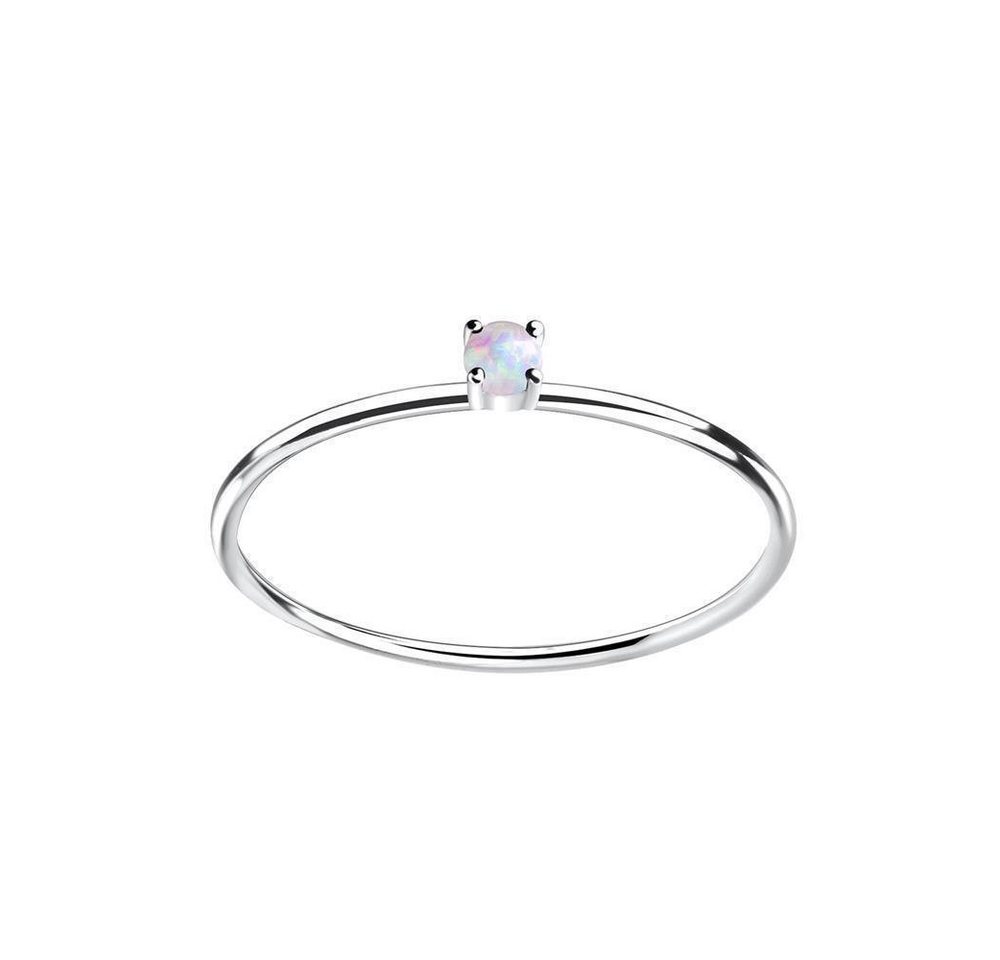 BUNGSA Fingerring 52 (16,6) Ring extra schmal mit gefasstem Opal-Stein 925 Silber Damen (Ring) von BUNGSA