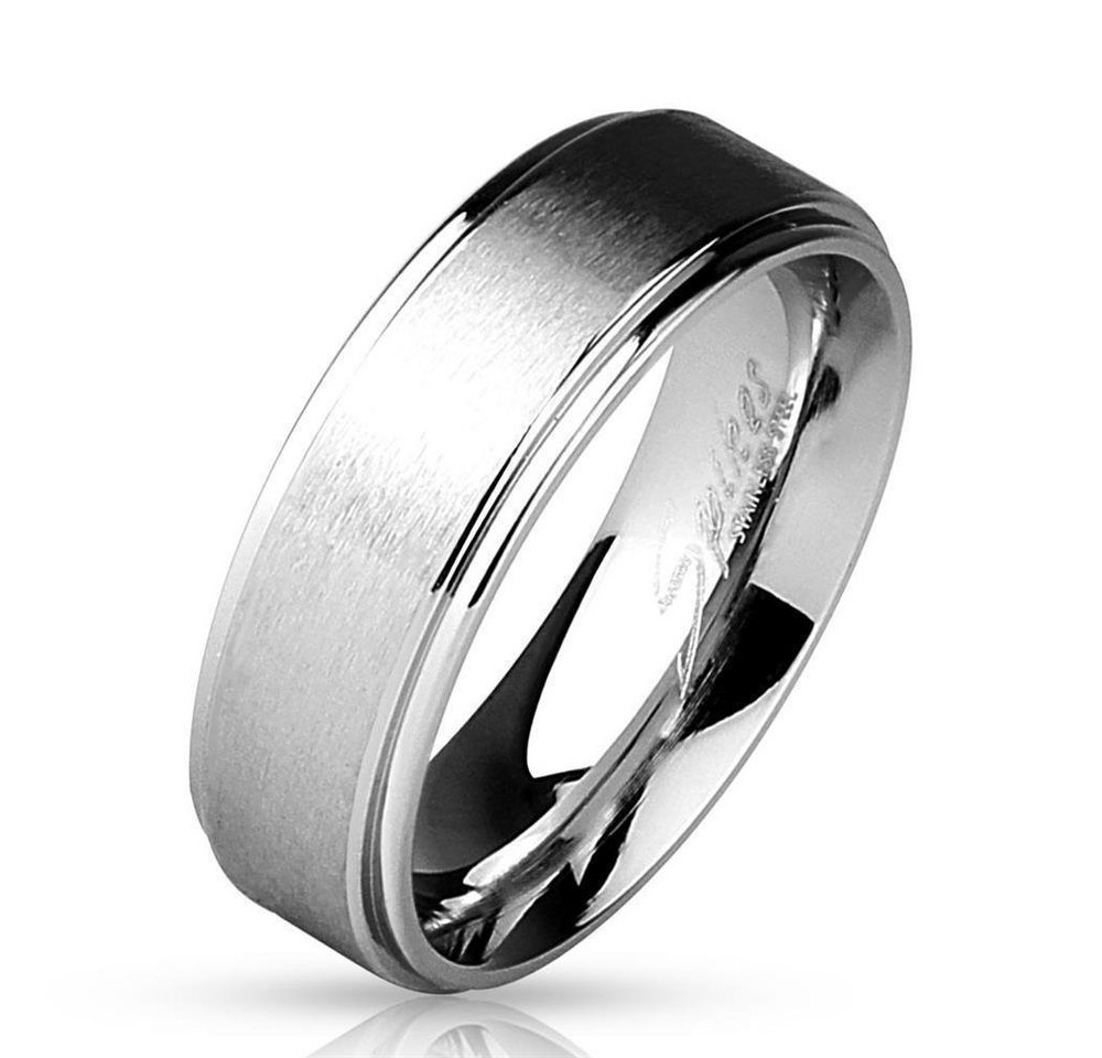 BUNGSA Fingerring Ring gebürstetes Mittelteil Silber aus Edelstahl Damen (Ring, 1-tlg), Frauen Mädchen von BUNGSA