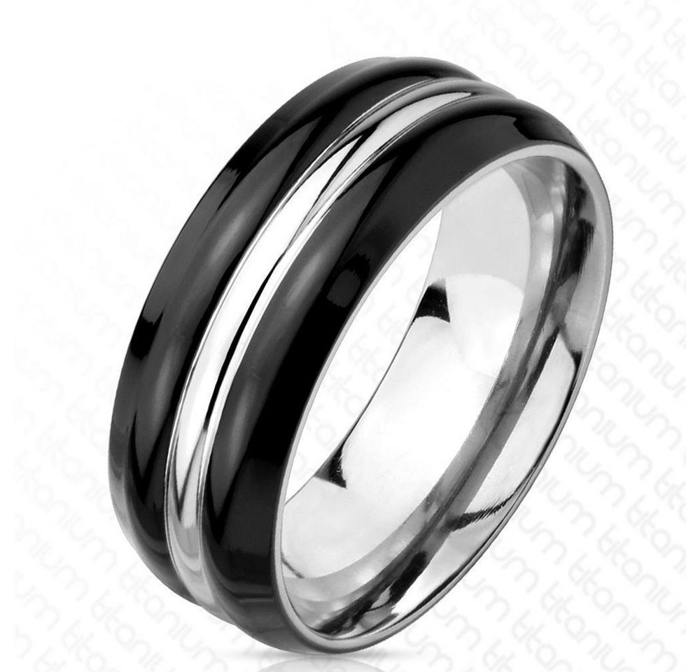 BUNGSA Fingerring Ring gestreift schwarz silber aus Titan Herren (Ring, 1-tlg), Männer von BUNGSA