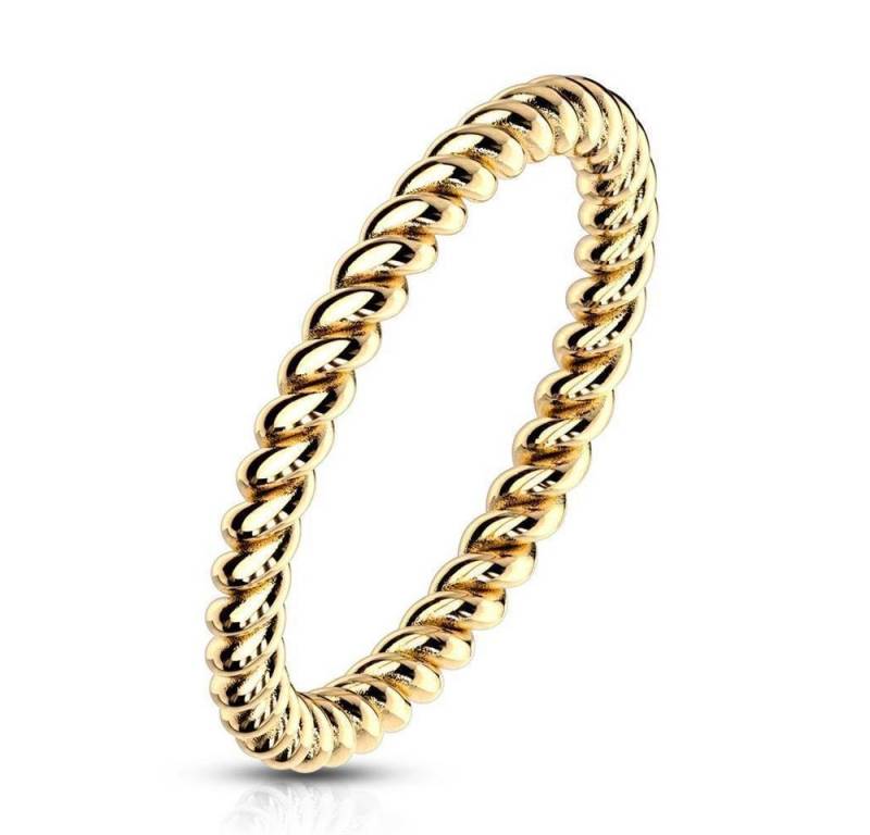 BUNGSA Fingerring Ring in gedrehter Optik aus Edelstahl Damen 49 (15.6) gold (Ring, 1-tlg), Frauen Mädchen von BUNGSA