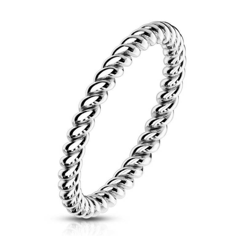 BUNGSA Fingerring Ring in gedrehter Optik aus Edelstahl Damen 54 (17.2) silber (Ring, 1-tlg), Frauen Mädchen von BUNGSA