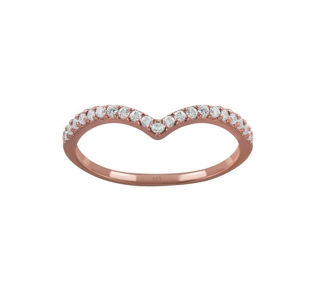 BUNGSA Fingerring Ring mit 21 gefassten Kristallen Rosegold aus 925 Silber Damen (Ring, 1-tlg), Frauen Mädchen von BUNGSA