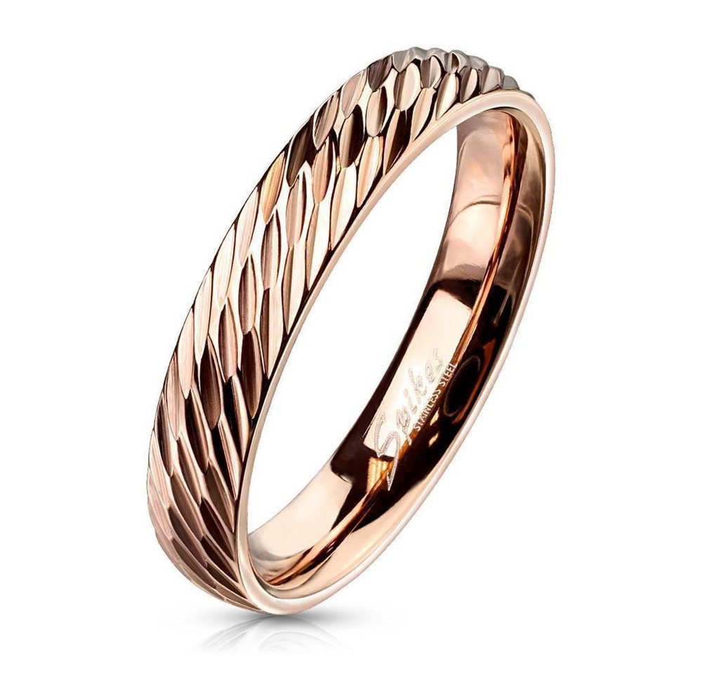 BUNGSA Fingerring Ring mit Diamantschnitt Rosegold aus Edelstahl Damen (Ring, 1-tlg), Damen Herren von BUNGSA