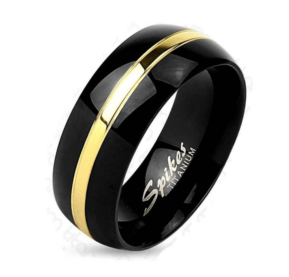 BUNGSA Fingerring Ring mit Goldlinie Schwarz aus Titan Unisex (Ring, 1-tlg), Damen Herren von BUNGSA