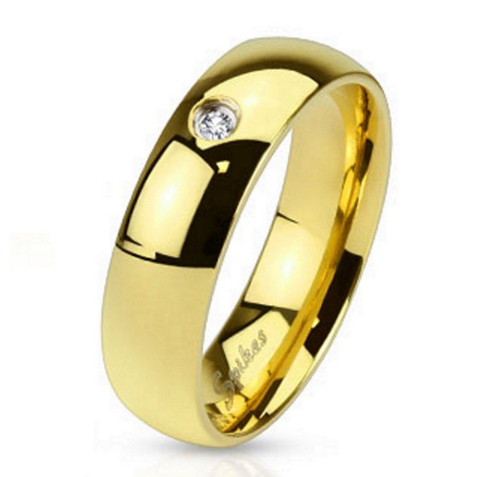BUNGSA Fingerring Ring mit Kristall Gold aus Edelstahl Unisex (Ring, 1-tlg), Damen Herren von BUNGSA