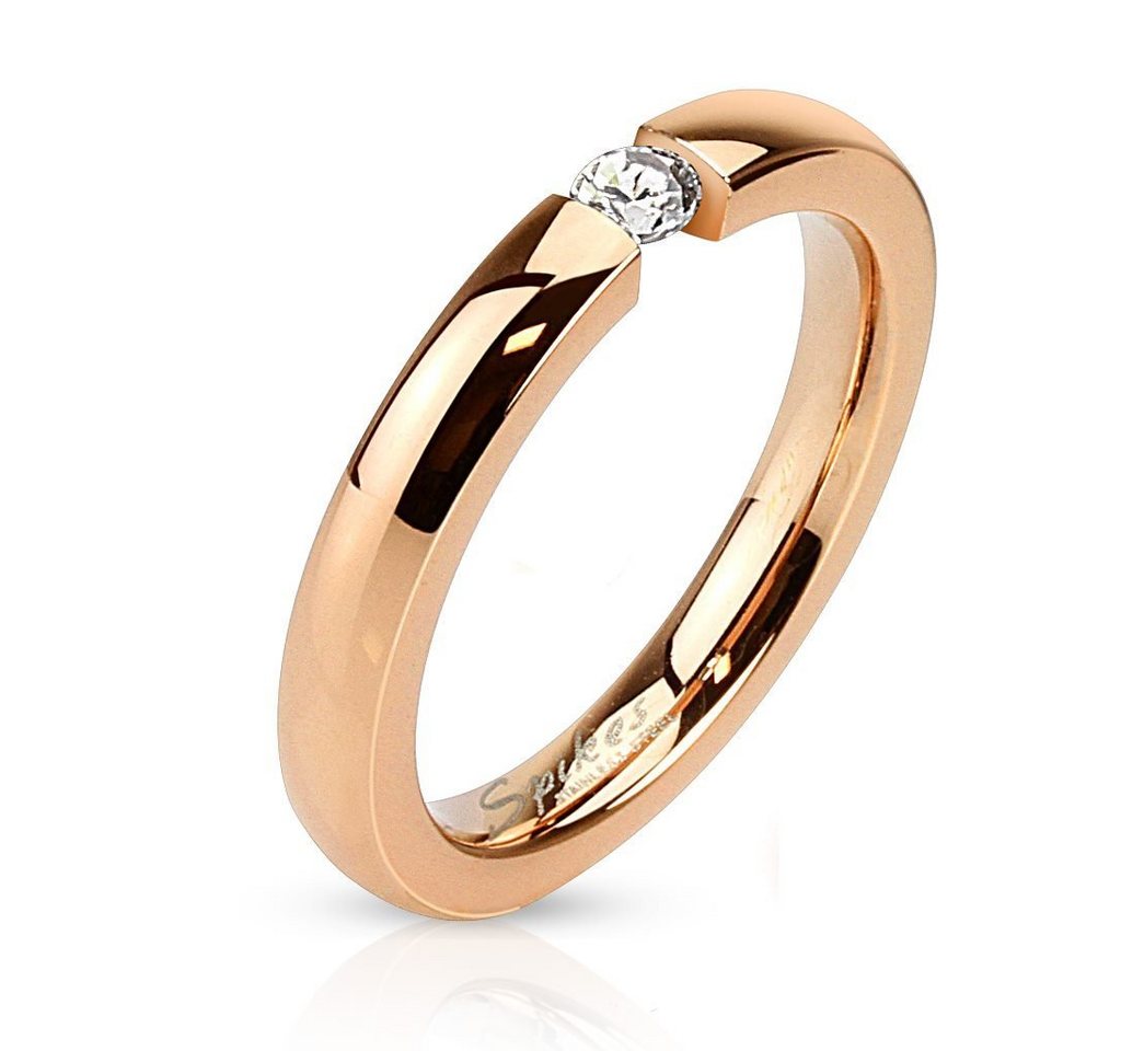 BUNGSA Fingerring Ring mit Kristall Rosegold aus Edelstahl Damen (Ring, 1-tlg), Frauen Mädchen von BUNGSA