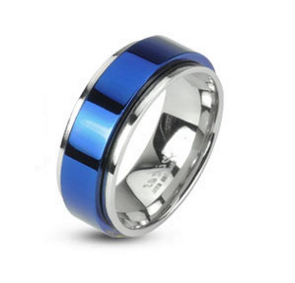 BUNGSA Fingerring Ring mit Mittelring Blau aus Edelstahl Unisex (Ring, 1-tlg), Damen Herren von BUNGSA