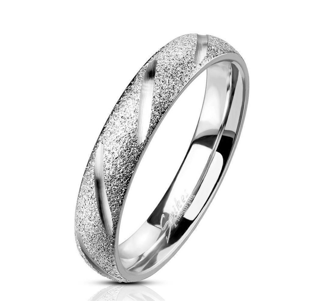 BUNGSA Fingerring Ring sand-gestrahlt Diamant Cut Silber aus Edelstahl Unisex (Ring, 1-tlg), Damen Herren von BUNGSA
