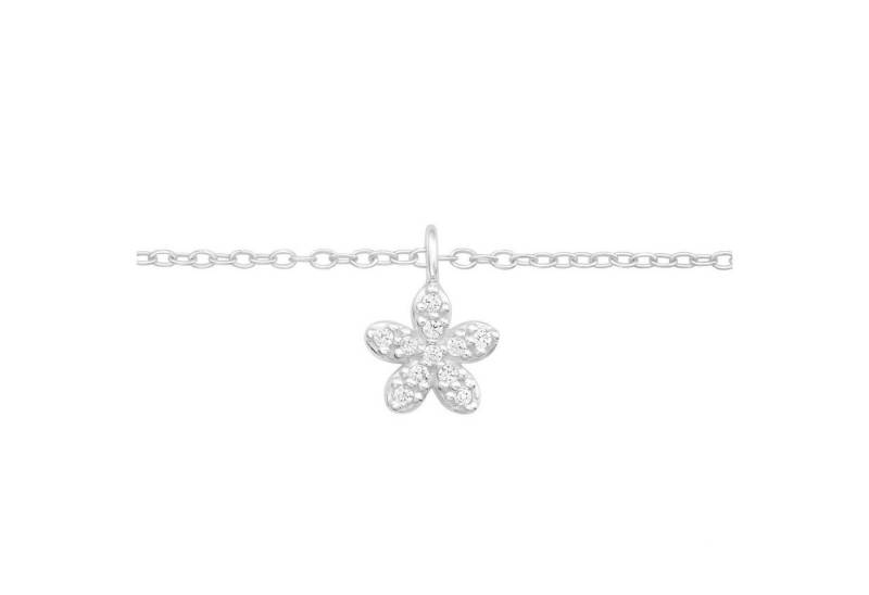 BUNGSA Fußkette Fusskette Blüte mit Kristall Silber aus 925 Silber Damen (1 Armband, 1-tlg), Bracelet Armschmuck von BUNGSA