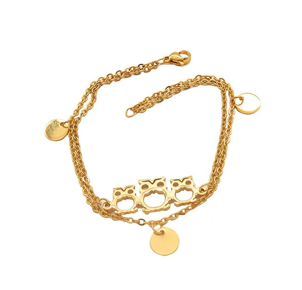 BUNGSA Goldarmband Bettelarmband Eulen gold aus Edelstahl Damen (1 Armband, 1-tlg), Bracelet Armschmuck von BUNGSA