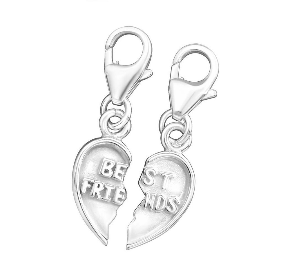 BUNGSA Herzanhänger Anhänger Herzanhänger zweiteilig Best Friends aus 925 Silber Unisex (1-tlg), Anhänger, Charm von BUNGSA