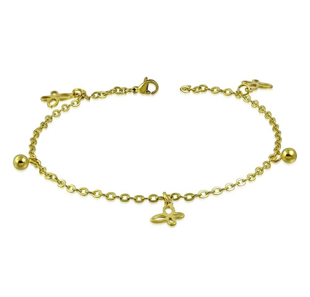 BUNGSA Ketten-Set Bettelarmband Schmetterling Gold aus Edelstahl Damen (1 Armband, 1-tlg), Bracelet Armschmuck von BUNGSA