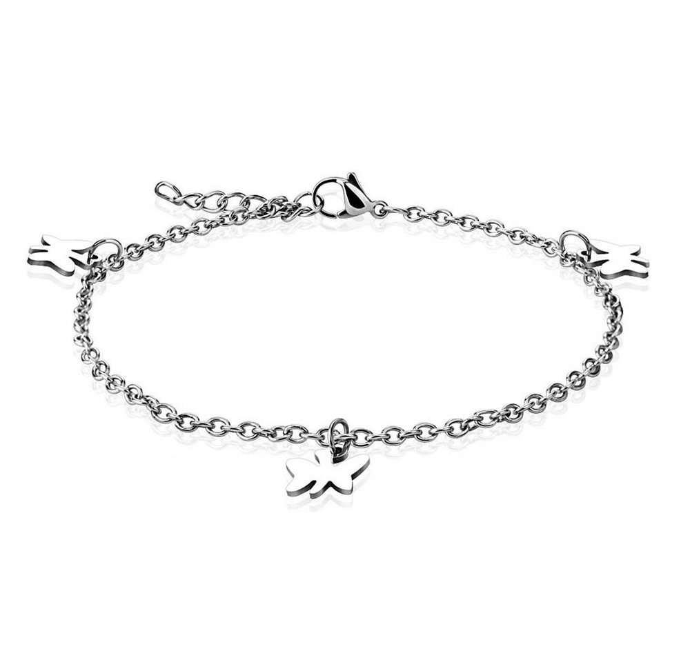 BUNGSA Ketten-Set Bettelarmband Schmetterling Silber aus Edelstahl Damen (1 Armband, 1-tlg), Bracelet Armschmuck von BUNGSA