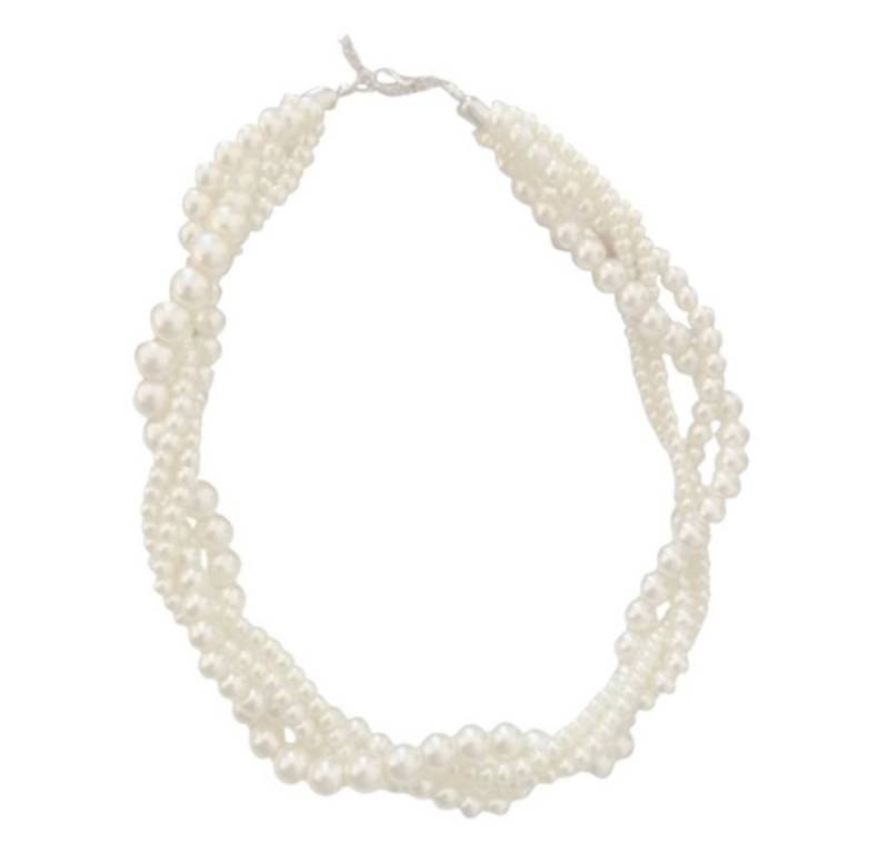 BUNGSA Ketten-Set Choker Halskette geflochtene Perlen Karabiner-Verschluss für Damen (1-tlg), Halskette Necklace von BUNGSA