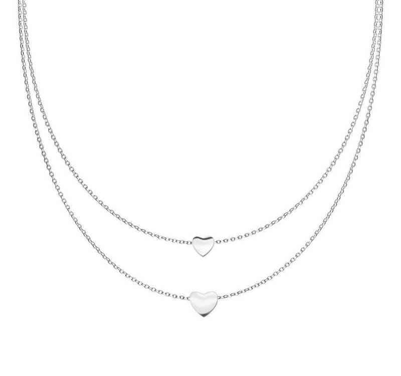 BUNGSA Ketten-Set Doppelkette mit zwei Herzen verschiedene Varianten aus Edelstahl Damen (1-tlg), Halskette Necklace von BUNGSA