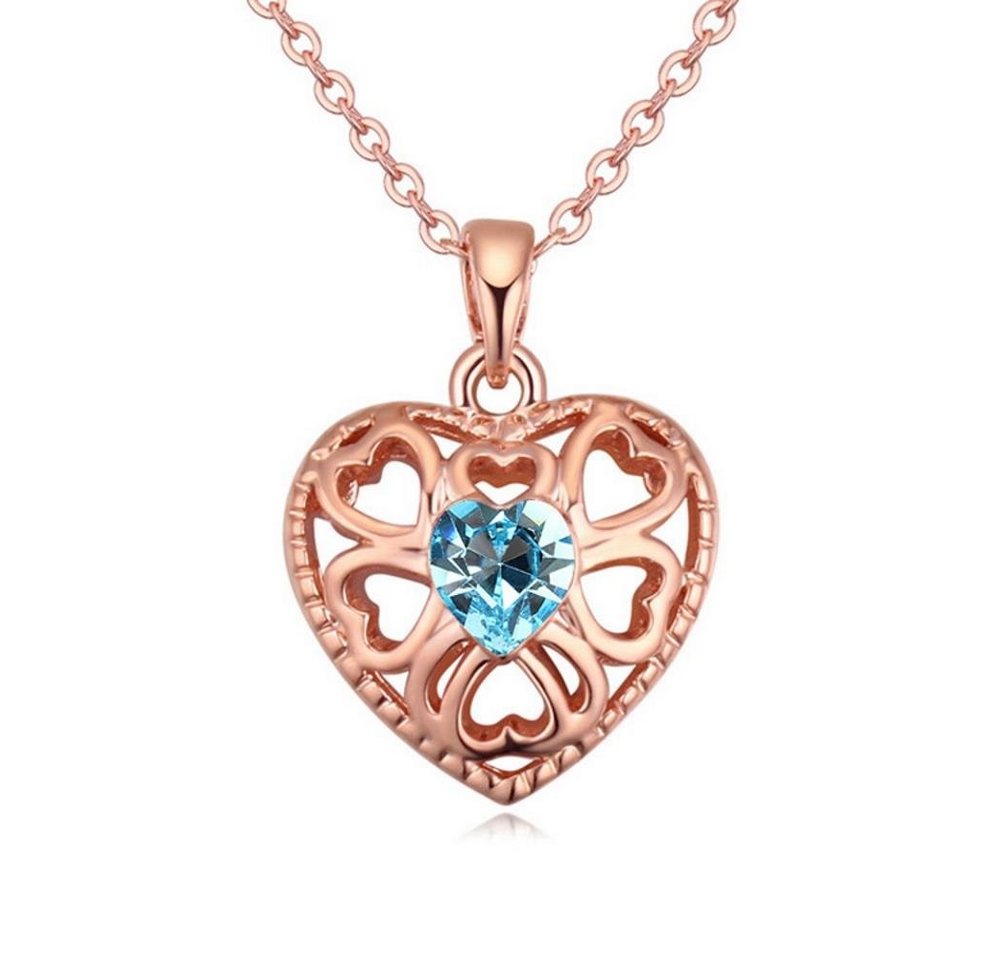 BUNGSA Ketten-Set Kette Blue Heart Rosegold aus Messing Damen (1-tlg), Halskette Necklace von BUNGSA