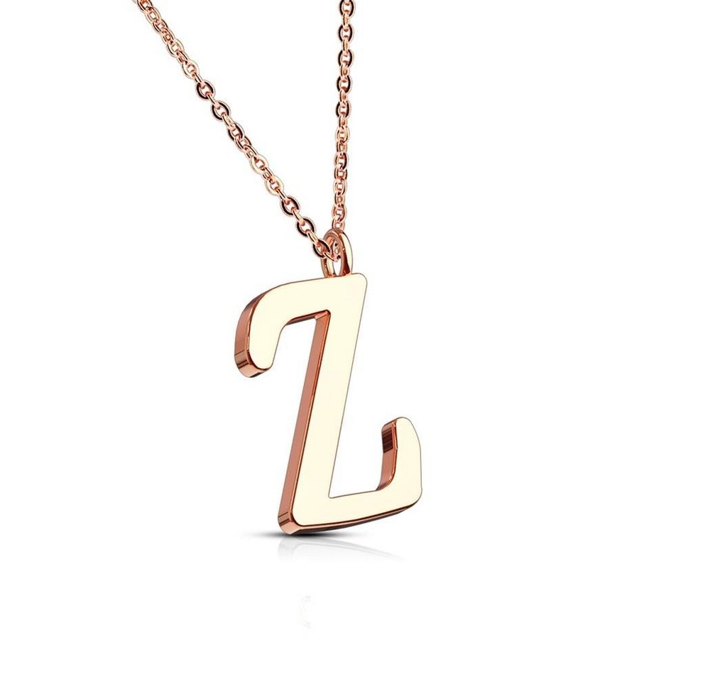 BUNGSA Ketten-Set Kette Buchstaben Anhänger Rosegold aus Edelstahl Damen (1-tlg), Halskette Necklace von BUNGSA