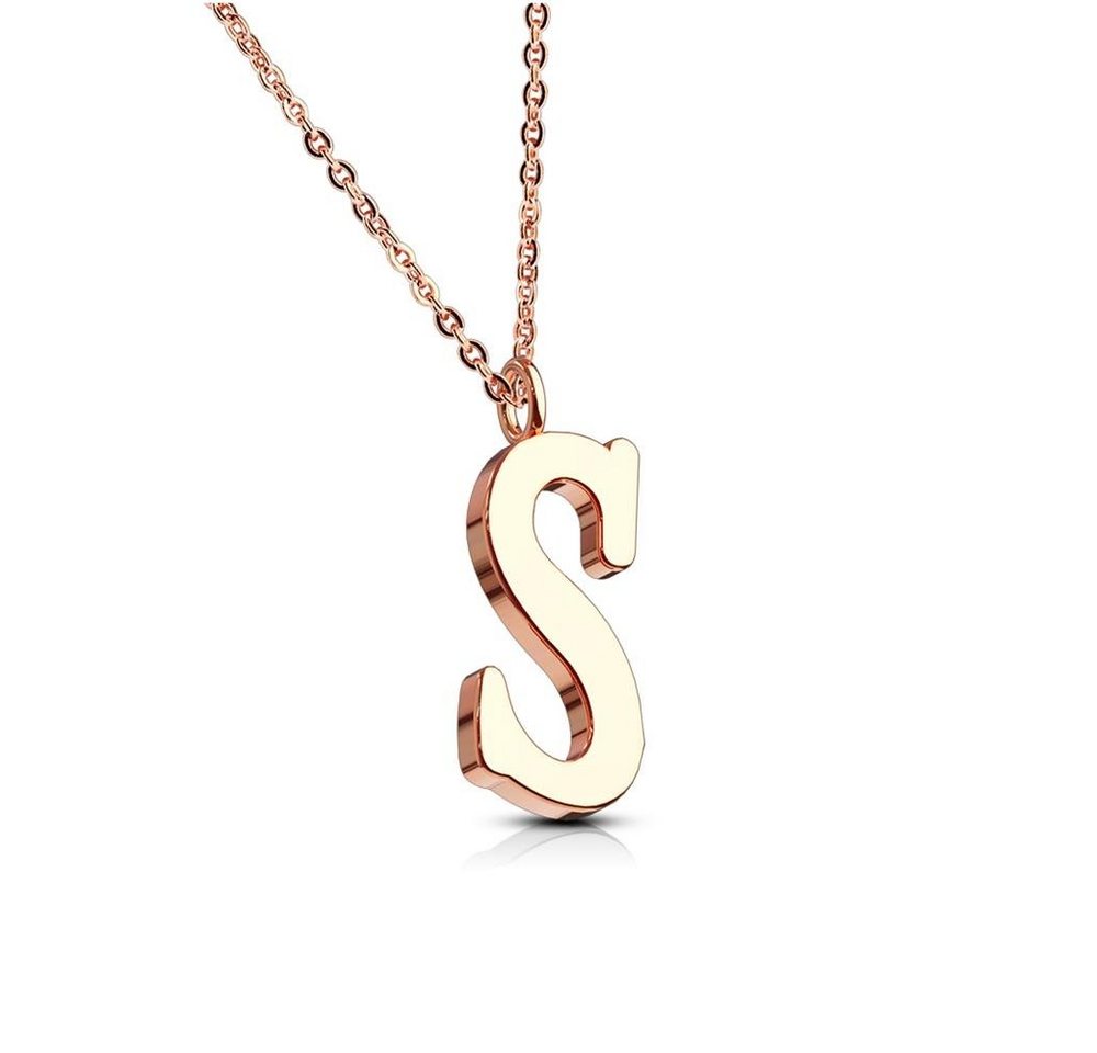 BUNGSA Ketten-Set Kette Buchstaben Anhänger Rosegold aus Edelstahl Damen (1-tlg), Halskette Necklace von BUNGSA