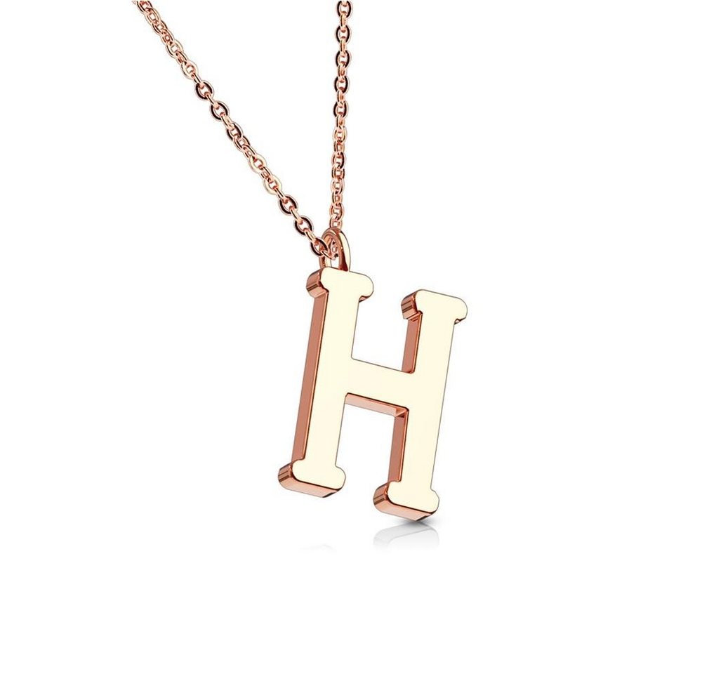 BUNGSA Ketten-Set Kette Buchstaben Anhänger Rosegold aus Edelstahl Damen (1-tlg), Halskette Necklace von BUNGSA