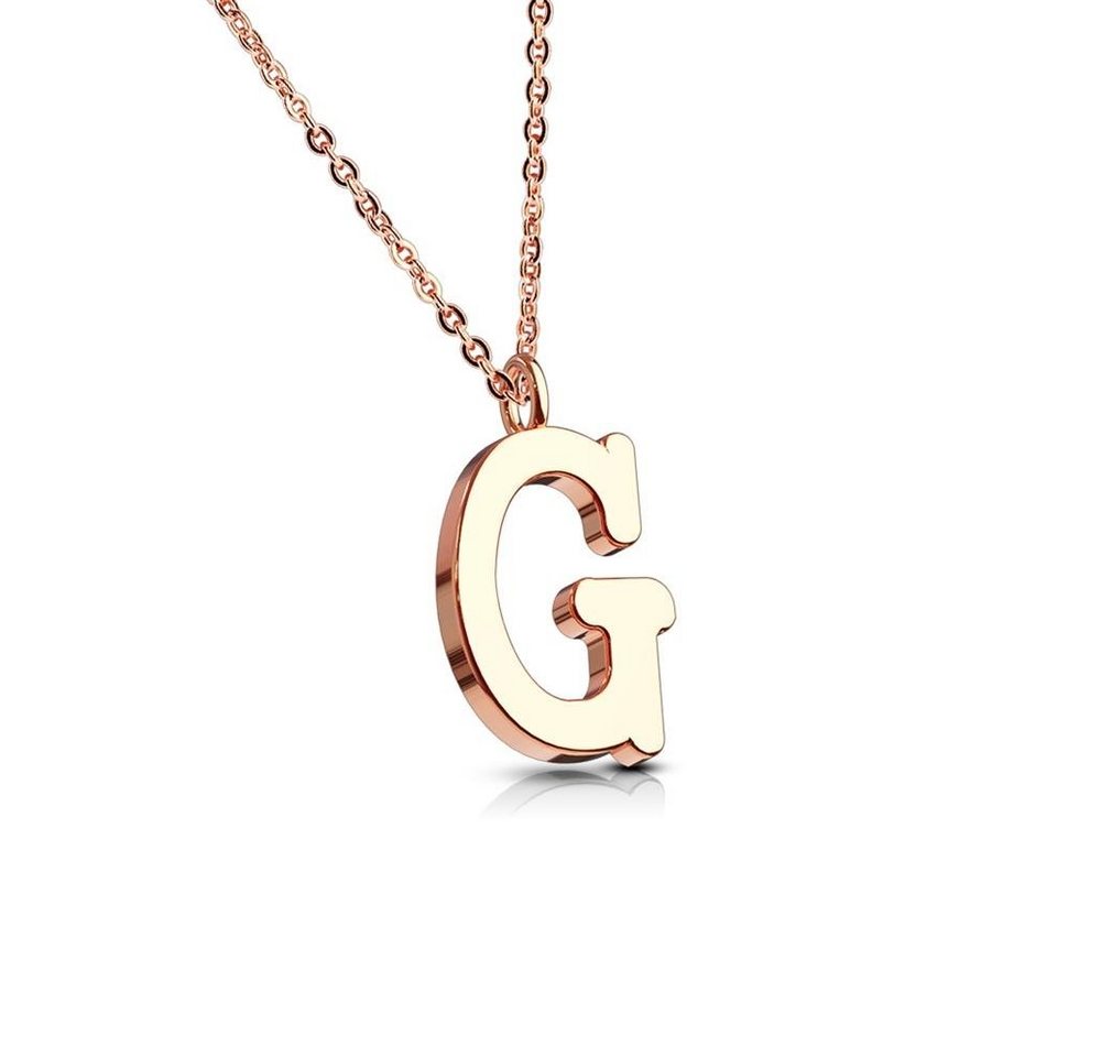 BUNGSA Ketten-Set Kette Buchstaben Anhänger Rosegold aus Edelstahl Damen (1-tlg), Halskette Necklace von BUNGSA