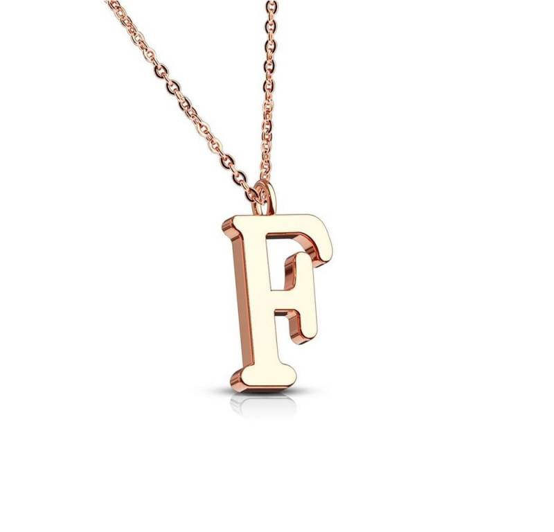 BUNGSA Fingerring Kette Buchstaben Anhänger Rosegold aus Edelstahl Damen (1-tlg), Halskette Necklace von BUNGSA