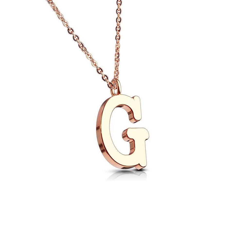 BUNGSA Fingerring Kette Buchstaben Anhänger Rosegold aus Edelstahl Damen (1-tlg), Halskette Necklace von BUNGSA