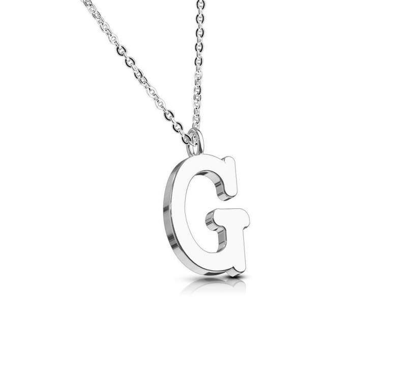 BUNGSA Ketten-Set Kette Buchstaben Anhänger Silber aus Edelstahl Damen (1-tlg), Halskette Necklace von BUNGSA