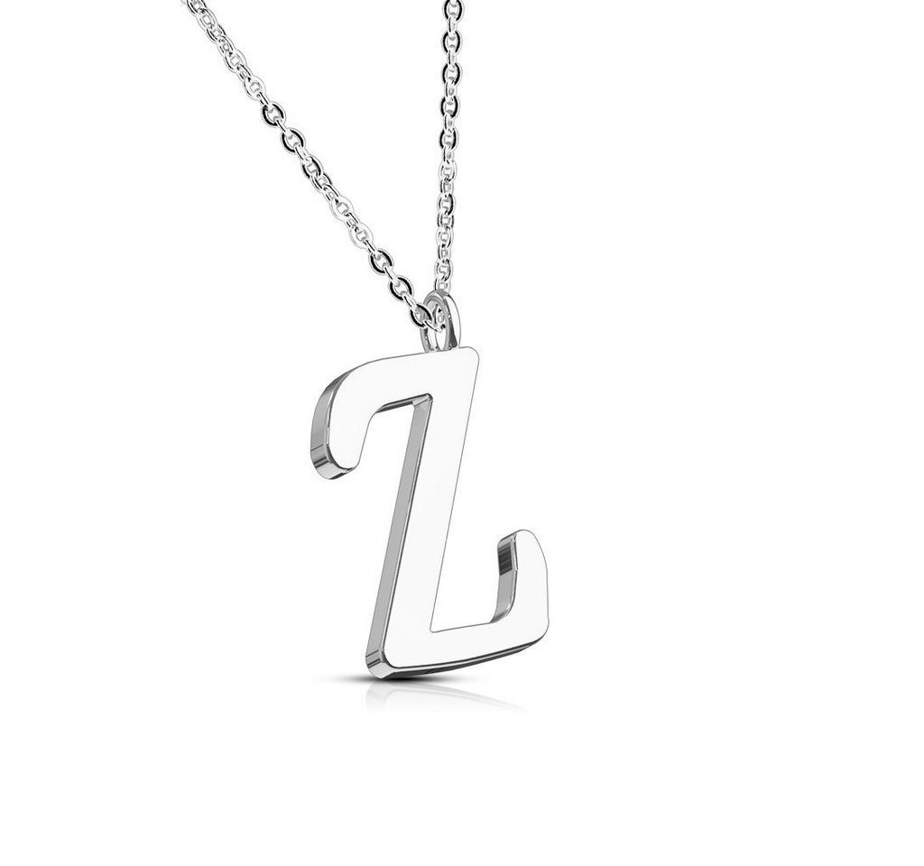 BUNGSA Ketten-Set Kette Buchstaben Anhänger Silber aus Edelstahl Damen (1-tlg), Halskette Necklace von BUNGSA