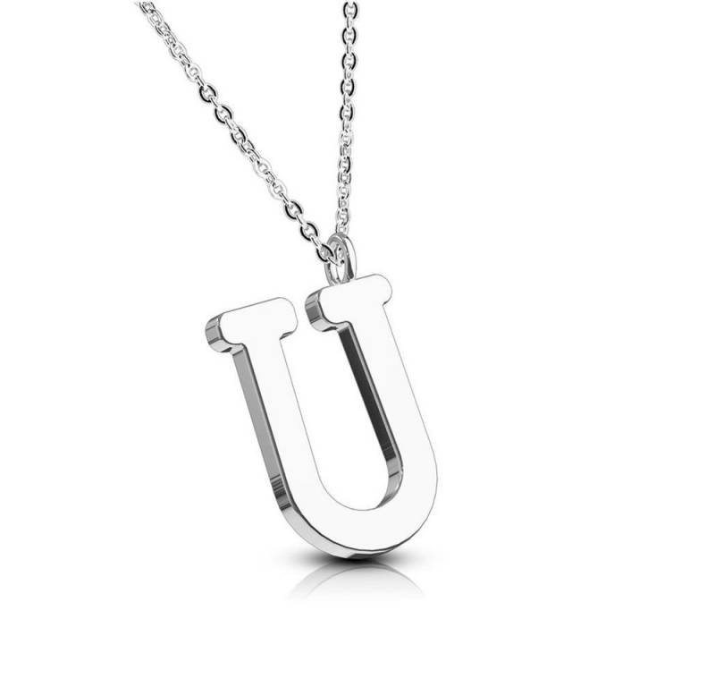 BUNGSA Ketten-Set Kette Buchstaben Anhänger Silber aus Edelstahl Damen (1-tlg), Halskette Necklace von BUNGSA