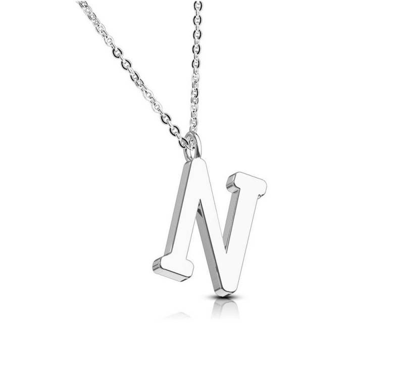 BUNGSA Ketten-Set Kette Buchstaben Anhänger Silber aus Edelstahl Damen (1-tlg), Halskette Necklace von BUNGSA