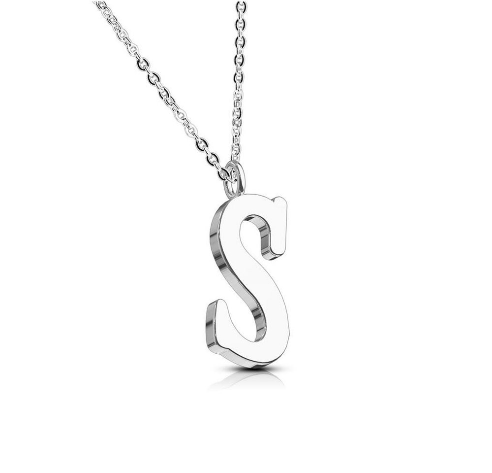 BUNGSA Ketten-Set Kette Buchstaben Anhänger Silber aus Edelstahl Damen (1-tlg), Halskette Necklace von BUNGSA