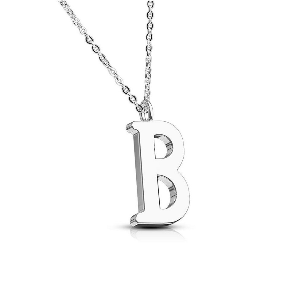 BUNGSA Ketten-Set Kette Buchstaben Anhänger Silber aus Edelstahl Damen (1-tlg), Halskette Necklace von BUNGSA