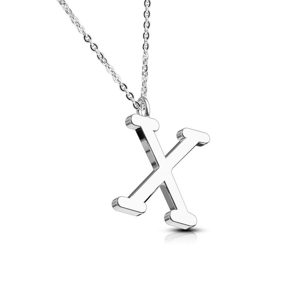 BUNGSA Ketten-Set Kette Buchstaben Anhänger Silber aus Edelstahl Damen (1-tlg), Halskette Necklace von BUNGSA