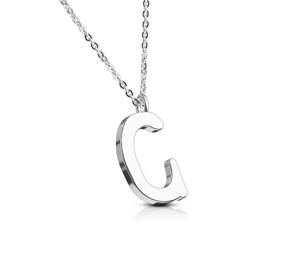 BUNGSA Ketten-Set Kette Buchstaben Anhänger Silber aus Edelstahl Damen (1-tlg), Halskette Necklace von BUNGSA