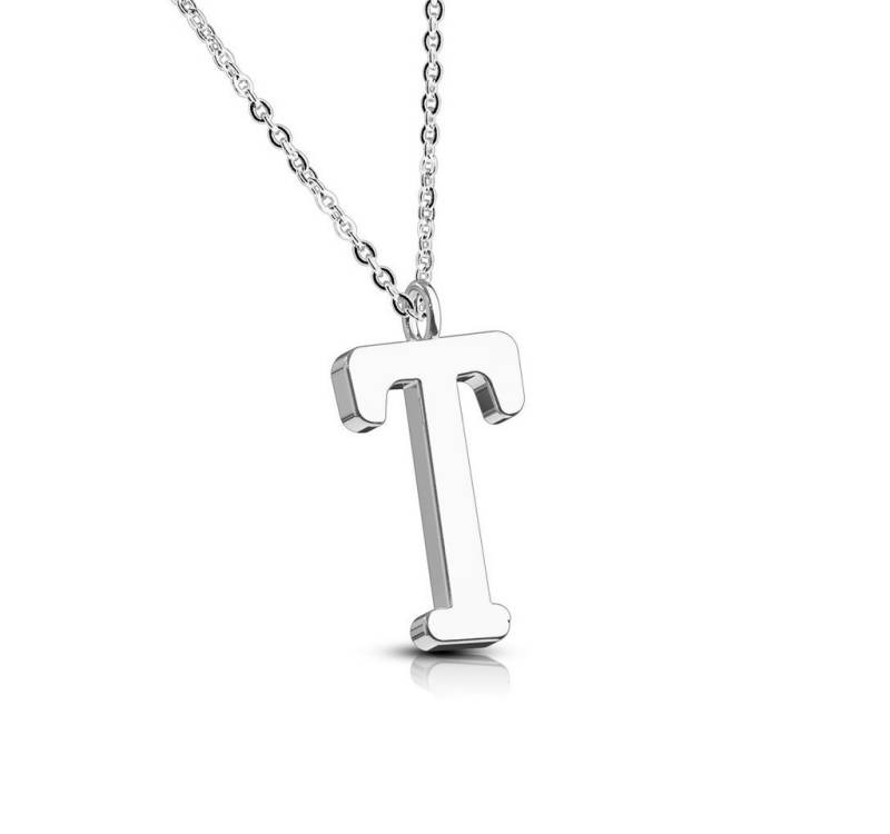 BUNGSA Ketten-Set Kette Buchstaben Anhänger Silber aus Edelstahl Damen (1-tlg), Halskette Necklace von BUNGSA