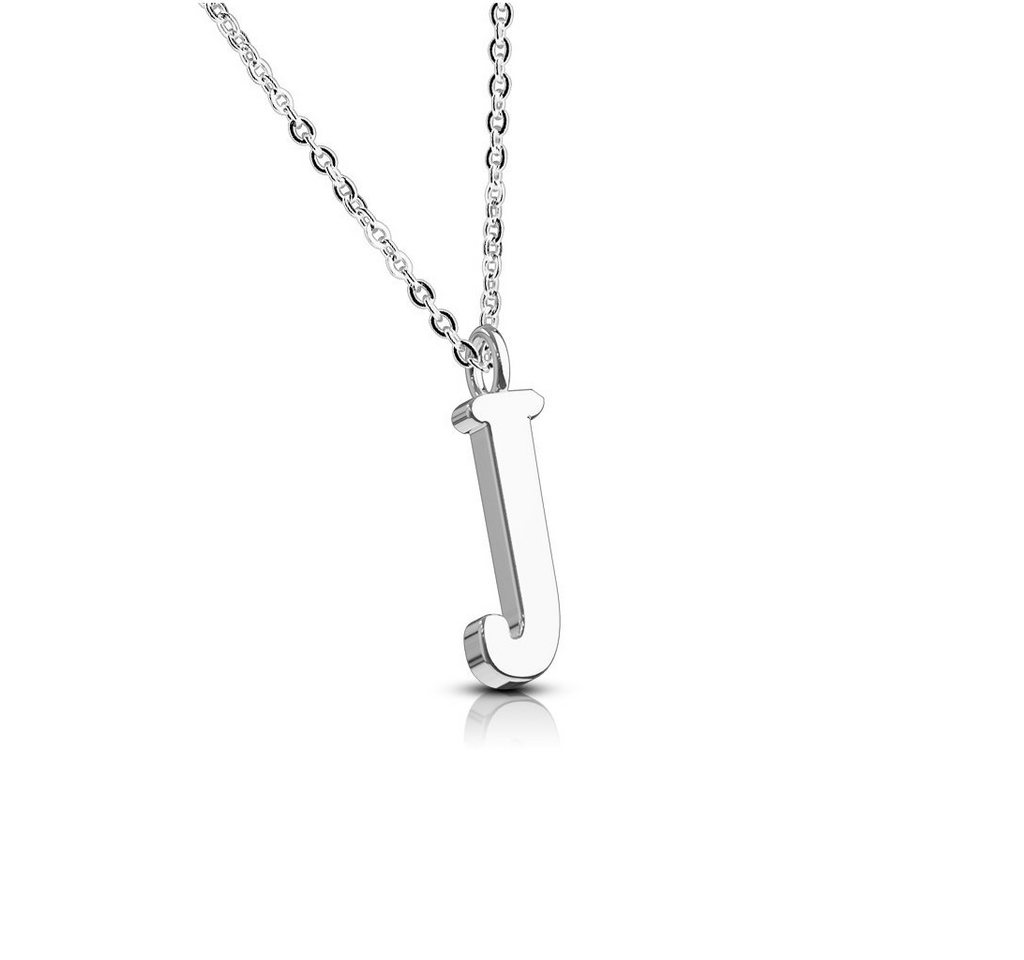 BUNGSA Fingerring Kette Buchstaben Anhänger Silber aus Edelstahl Damen (1-tlg), Halskette Necklace von BUNGSA