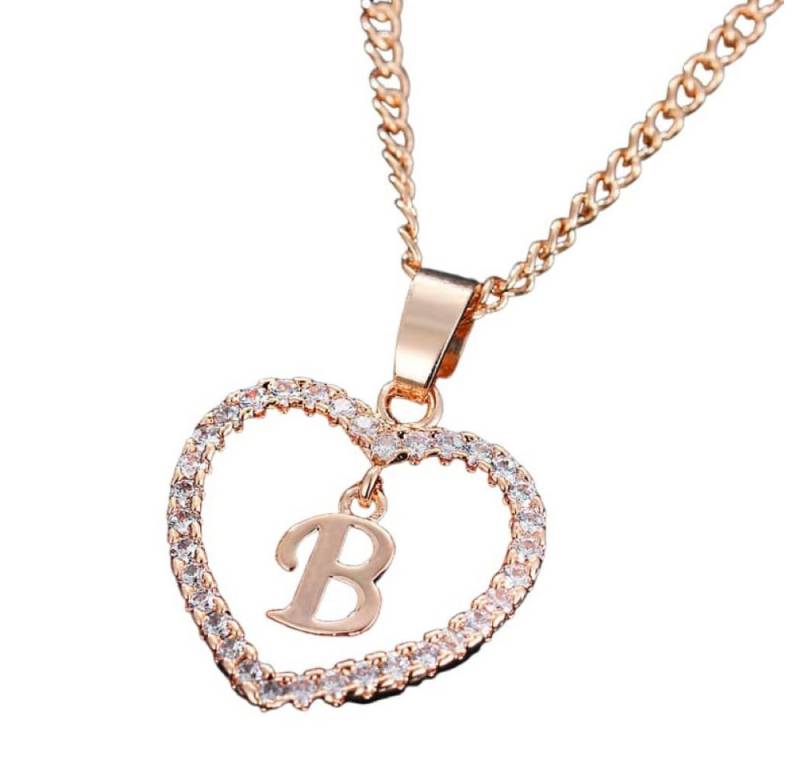 BUNGSA Ketten-Set Kette Buchstaben Herz Rosegold aus Alloy Damen (1-tlg), Halskette Necklace von BUNGSA