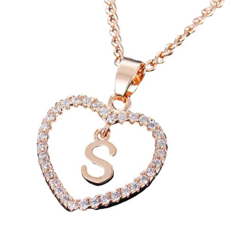 BUNGSA Ketten-Set Kette Buchstaben Herz Rosegold aus Alloy Damen (1-tlg), Halskette Necklace von BUNGSA