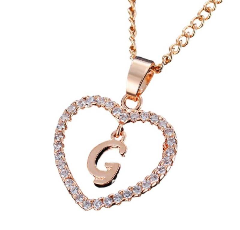 BUNGSA Ketten-Set Kette Buchstaben Herz Rosegold aus Alloy Damen (1-tlg), Halskette Necklace von BUNGSA