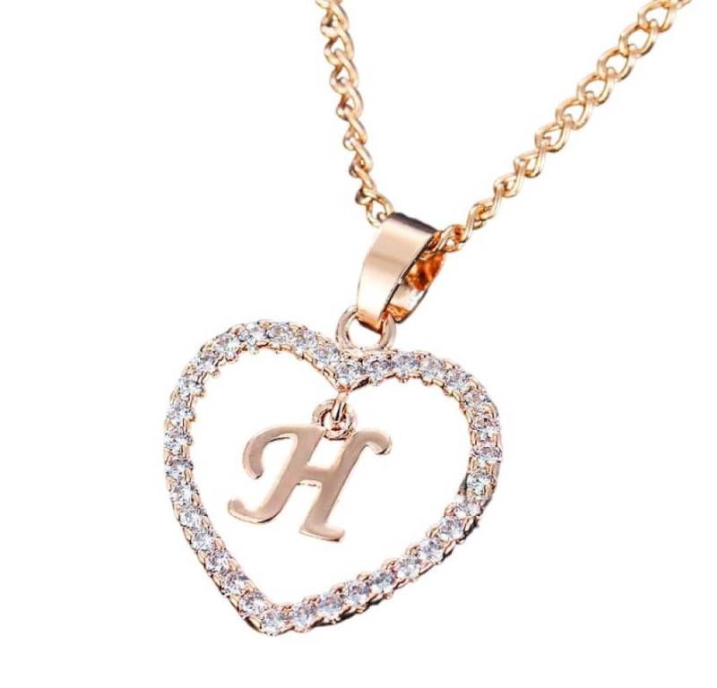 BUNGSA Ketten-Set Kette Buchstaben Herz Rosegold aus Alloy Damen (1-tlg), Halskette Necklace von BUNGSA