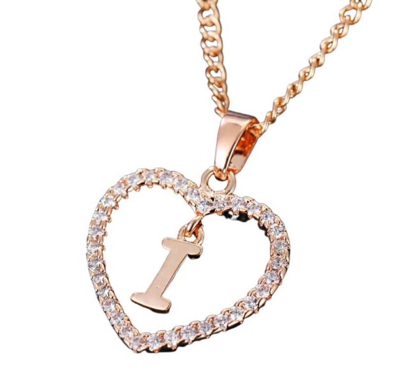 BUNGSA Ketten-Set Kette Buchstaben Herz Rosegold aus Alloy Damen (1-tlg), Halskette Necklace von BUNGSA