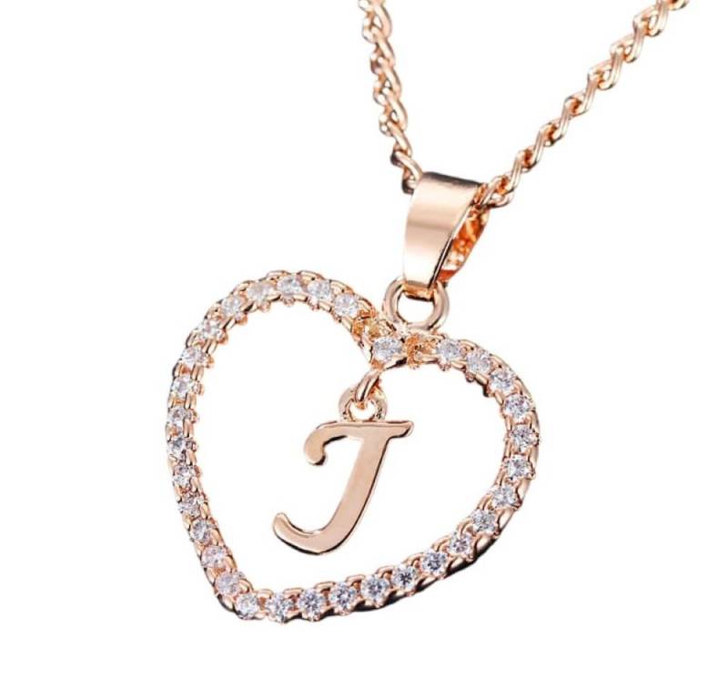 BUNGSA Ketten-Set Kette Buchstaben Herz Rosegold aus Alloy Damen (1-tlg), Halskette Necklace von BUNGSA