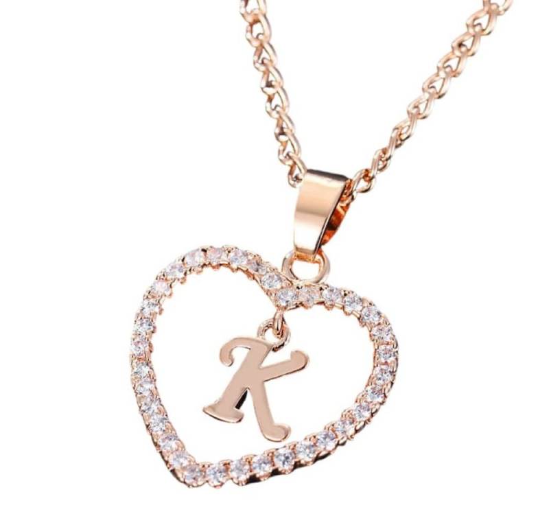 BUNGSA Ketten-Set Kette Buchstaben Herz Rosegold aus Alloy Damen (1-tlg), Halskette Necklace von BUNGSA