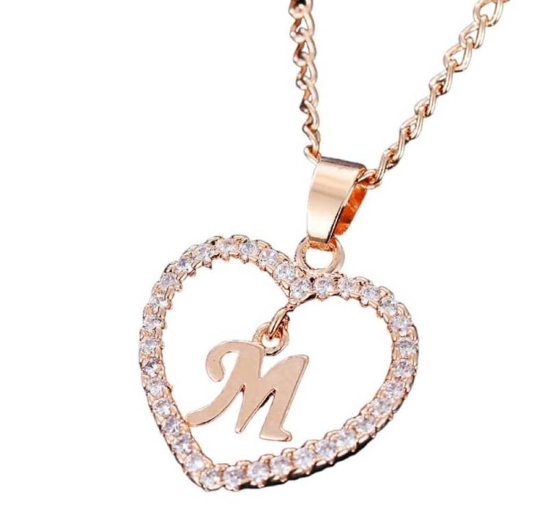 BUNGSA Ketten-Set Kette Buchstaben Herz Rosegold aus Alloy Damen (1-tlg), Halskette Necklace von BUNGSA