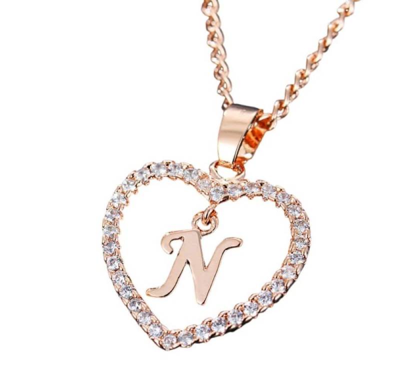 BUNGSA Ketten-Set Kette Buchstaben Herz Rosegold aus Alloy Damen (1-tlg), Halskette Necklace von BUNGSA