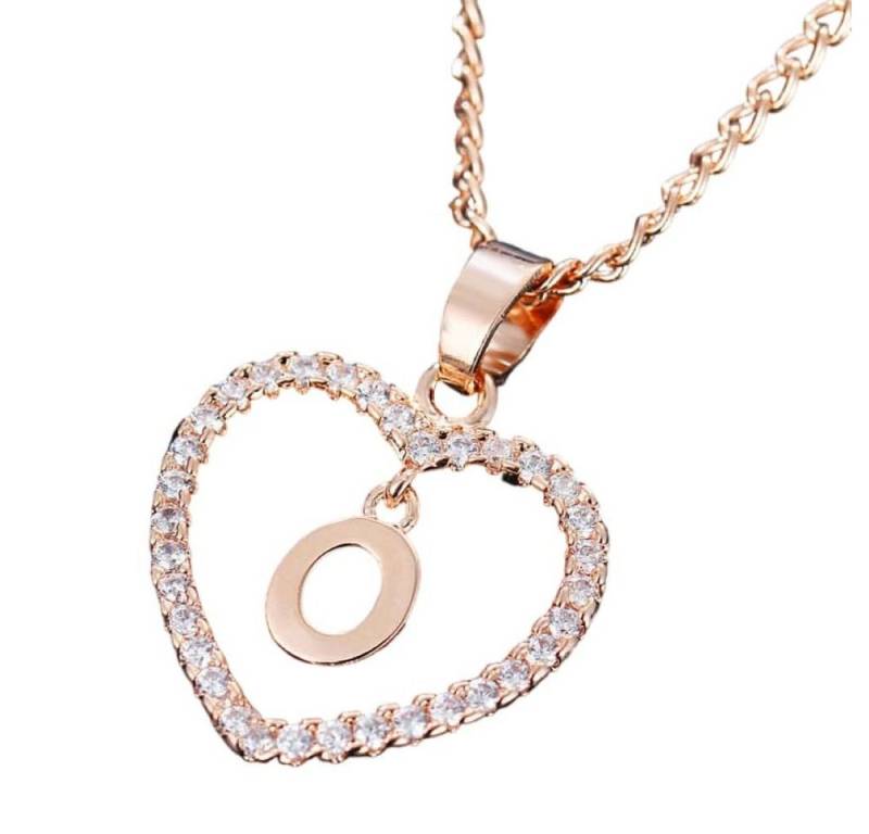BUNGSA Ketten-Set Kette Buchstaben Herz Rosegold aus Alloy Damen (1-tlg), Halskette Necklace von BUNGSA
