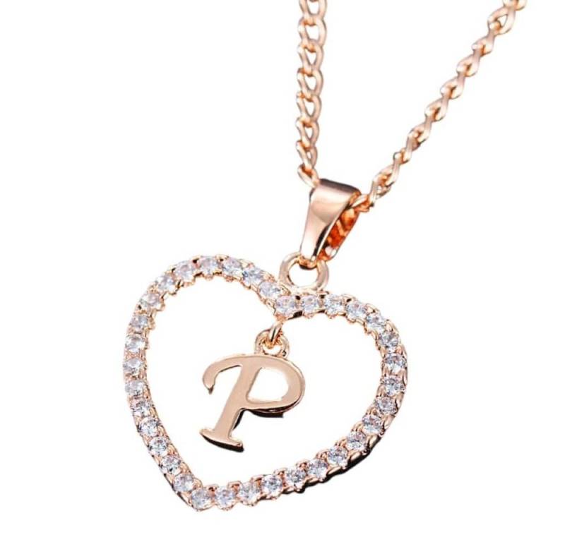 BUNGSA Ketten-Set Kette Buchstaben Herz Rosegold aus Alloy Damen (1-tlg), Halskette Necklace von BUNGSA